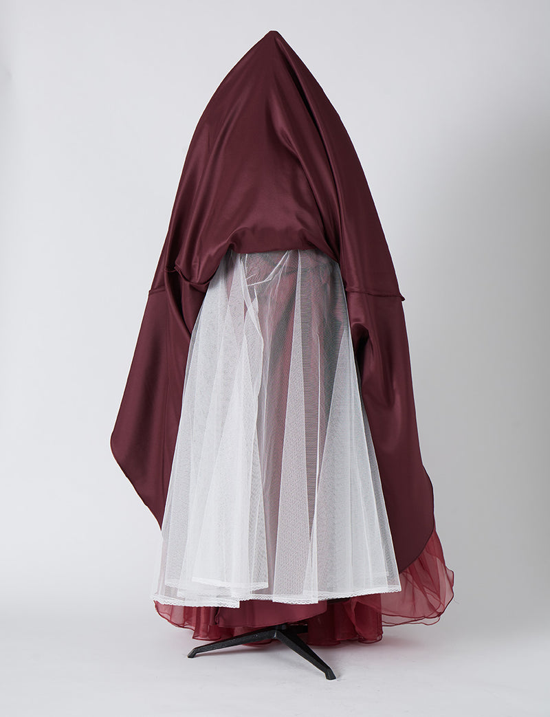  TWEED DRESS(ツイードドレス)のワインレッドロングドレス・チュール｜TN2001-WRDのスカートパニエ画像です。