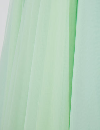 TWEED DRESS(ツイードドレス)のペールミントロングドレス・チュール｜TN2002-PMTのスカート生地拡大画像です。