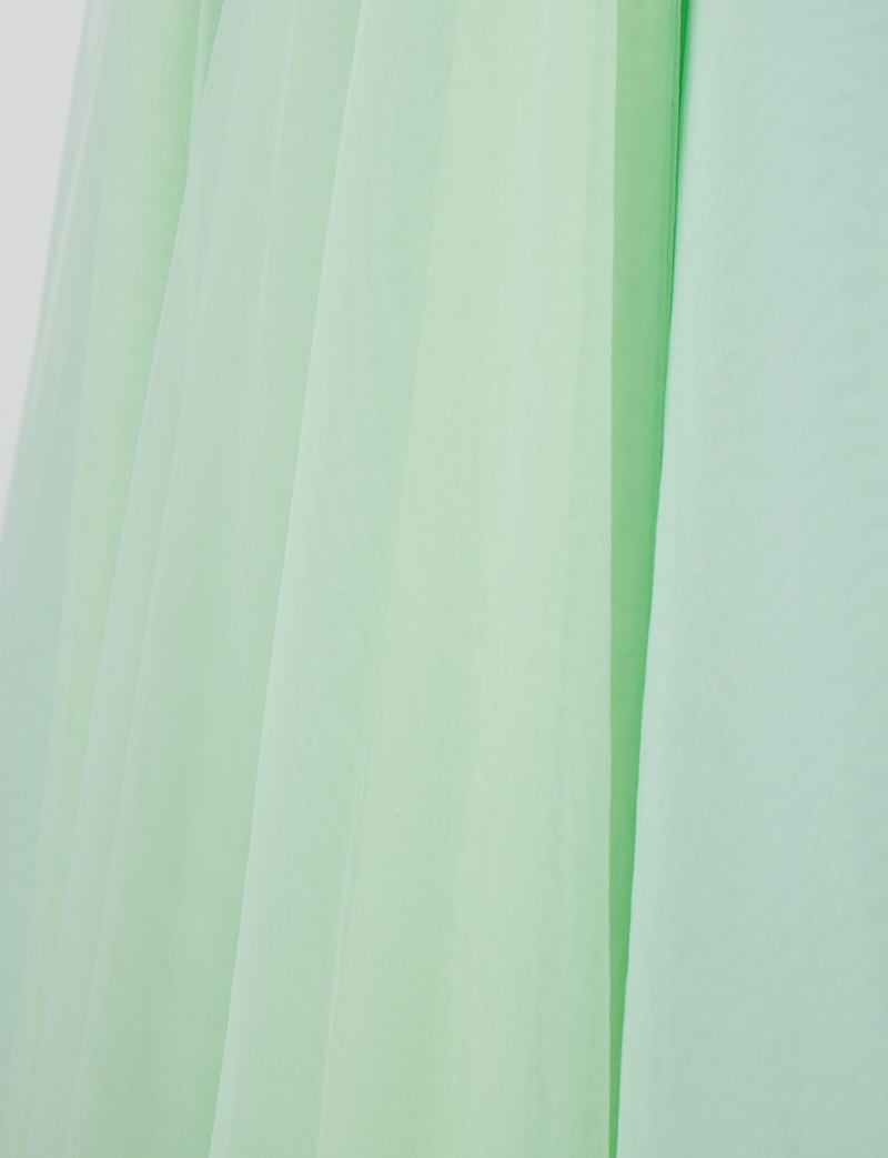 TWEED DRESS(ツイードドレス)のペールミントロングドレス・チュール｜TN2002-PMTのスカート生地拡大画像です。