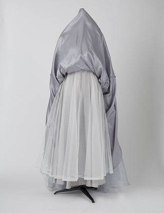 TWEED DRESS(ツイードドレス)のシルバーグレーロングドレス・チュール｜TN2002-SGYのスカートパニエ画像です。