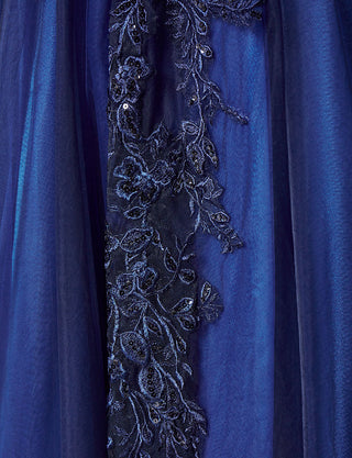TWEED DRESS(ツイードドレス)のダークネイビーロングドレス・チュール｜TN2003-DNYのスカートレース拡大画像です。