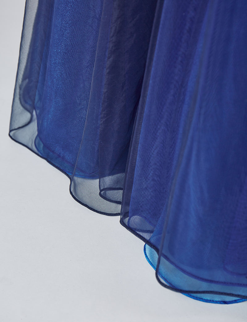 TWEED DRESS(ツイードドレス)のダークネイビーロングドレス・チュール｜TN2003-DNYのスカート裾拡大画像です。