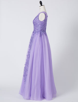 TWEED DRESS(ツイードドレス)のライラックロングドレス・チュール｜TN2003-LLCのトルソー全身横画像です。