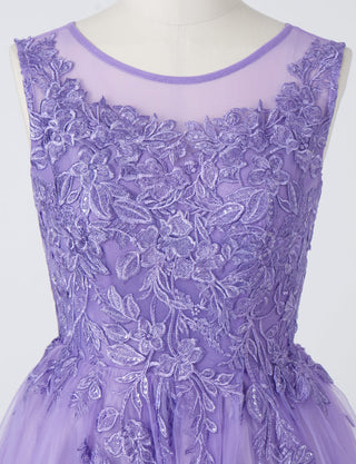 TWEED DRESS(ツイードドレス)のライラックロングドレス・チュール｜TN2003-LLCのトルソー上半身正面画像です。