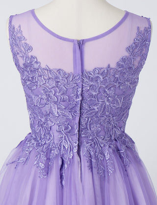 TWEED DRESS(ツイードドレス)のライラックロングドレス・チュール｜TN2003-LLCのトルソー上半身後ろ画像です。
