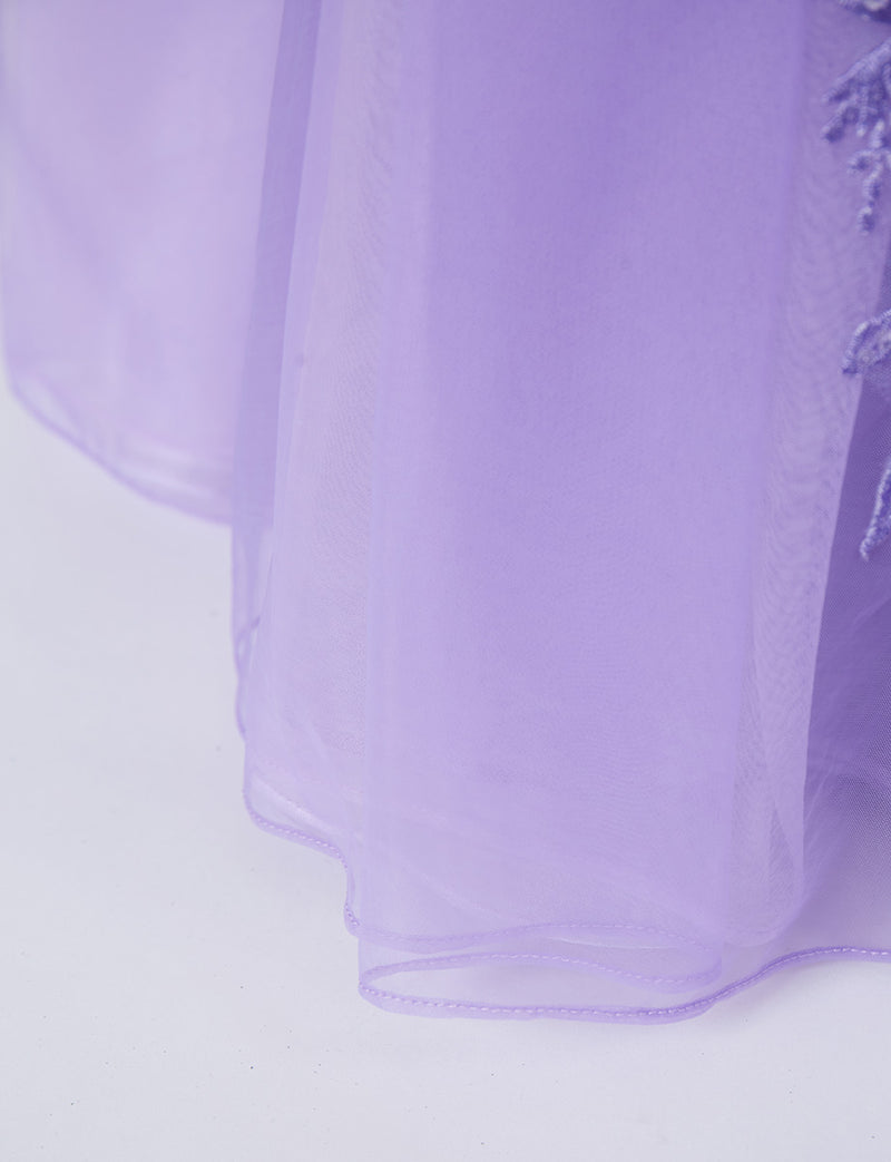 TWEED DRESS(ツイードドレス)のライラックロングドレス・チュール｜TN2003-LLCのスカート裾拡大画像です。