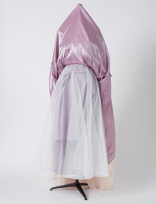 TWEED DRESS(ツイードドレス)のピンクベージュロングドレス・チュール｜TN2003-PKBEのスカートパニエ画像です。