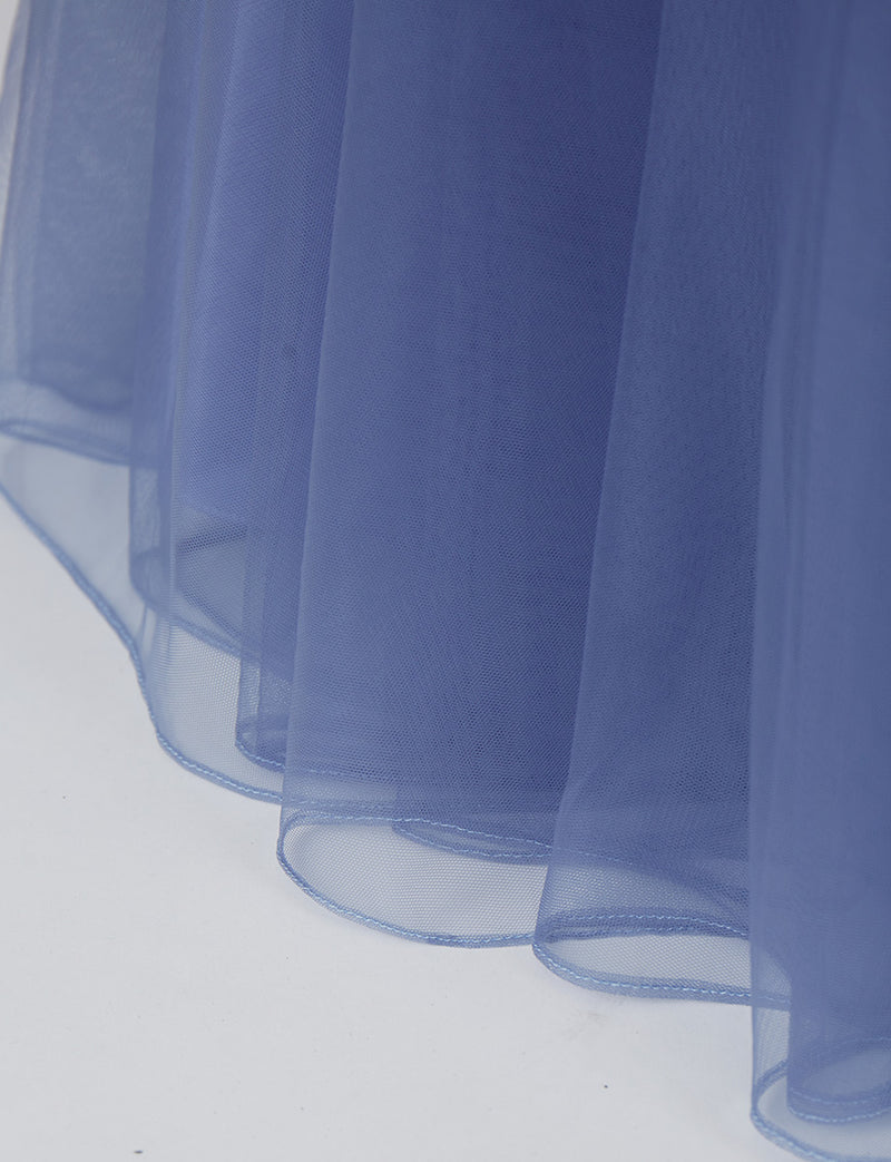 TWEED DRESS(ツイードドレス)のネイビーロングドレス・チュール｜TN2005-NYのスカート裾拡大画像です。
