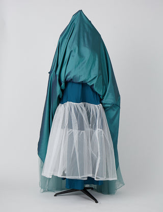 TWEED DRESS(ツイードドレス)のペトロールグリーンロングドレス・チュール｜TN2005-PTGNのスカートパニエ画像です。