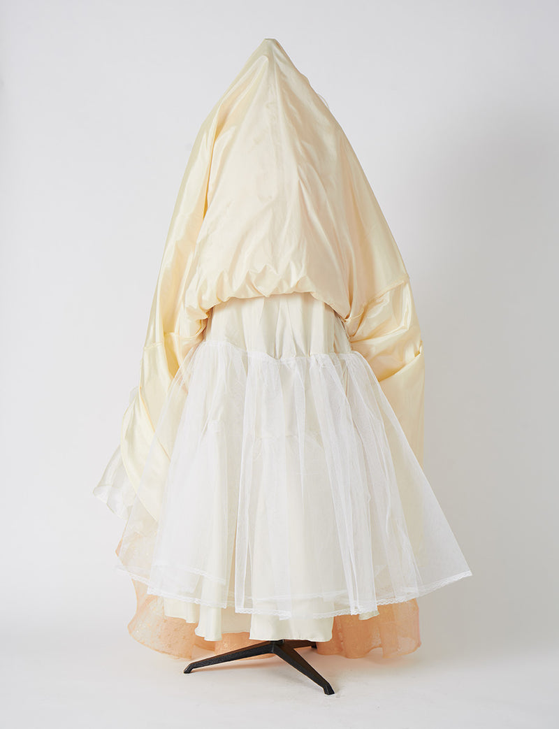 TWEED DRESS(ツイードドレス)のシャンパンベージュロングドレス・チュール｜TN2006-CBEGのスカートパニエ画像です。