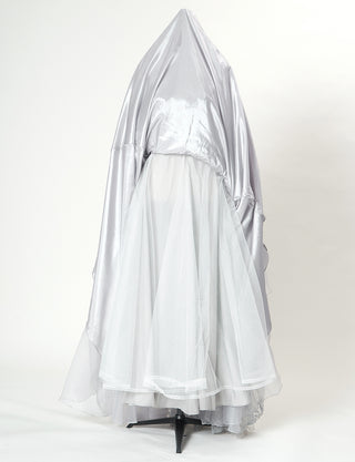 TWEED DRESS(ツイードドレス)のシルバーグレーロングドレス・チュール｜TN2008-SGYのスカートパニエ画像です。