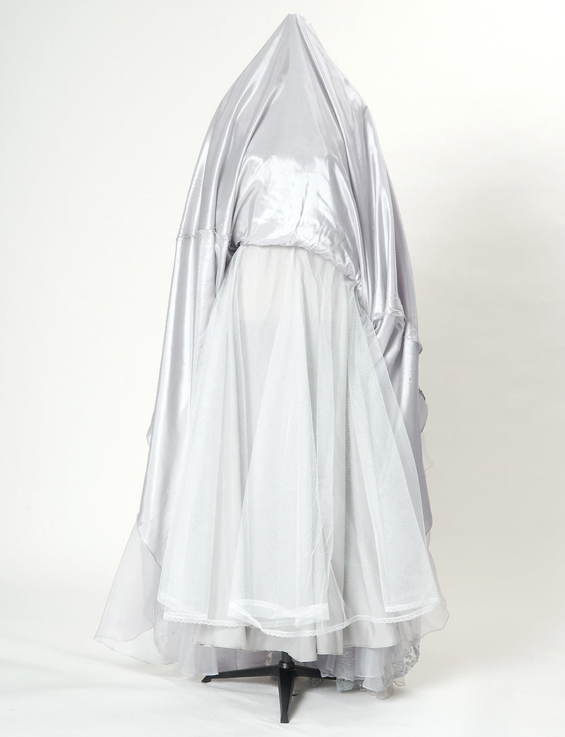 TWEED DRESS(ツイードドレス)のシルバーグレーロングドレス・チュール｜TN2008-SGYのスカートパニエ画像です。