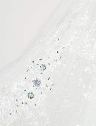 TWEED DRESS(ツイードドレス)のホワイトロングドレス・チュール｜TN2008-WTのスカート生地拡大画像です。