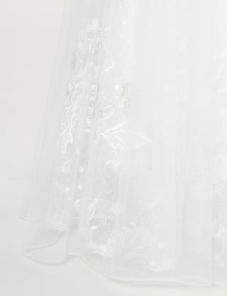 TWEED DRESS(ツイードドレス)のホワイトロングドレス・チュール｜TN2008-WTのスカート裾拡大画像です。