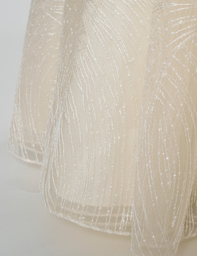 TWEED DRESS(ツイードドレス)のシャンパンゴールドロングドレス・チュール｜TN2009-CGDのスカート裾拡大画像です。