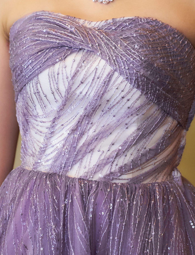 TWEED DRESS(ツイードドレス)のパープルレインロングドレス・チュール｜TN2009-PERNの上半身装飾拡大画像です。