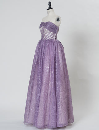 TWEED DRESS(ツイードドレス)のパープルレインロングドレス・チュール｜TN2009-PERNのトルソー全身斜め画像です。
