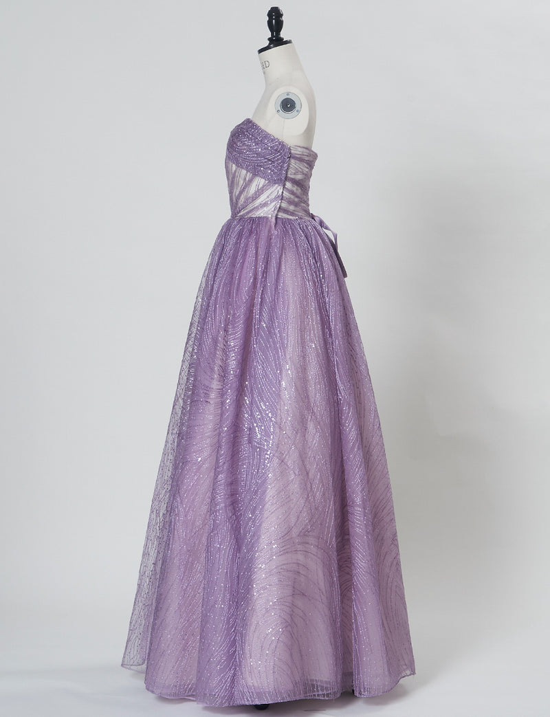 TWEED DRESS(ツイードドレス)のパープルレインロングドレス・チュール｜TN2009-PERNのトルソー全身側面画像です。