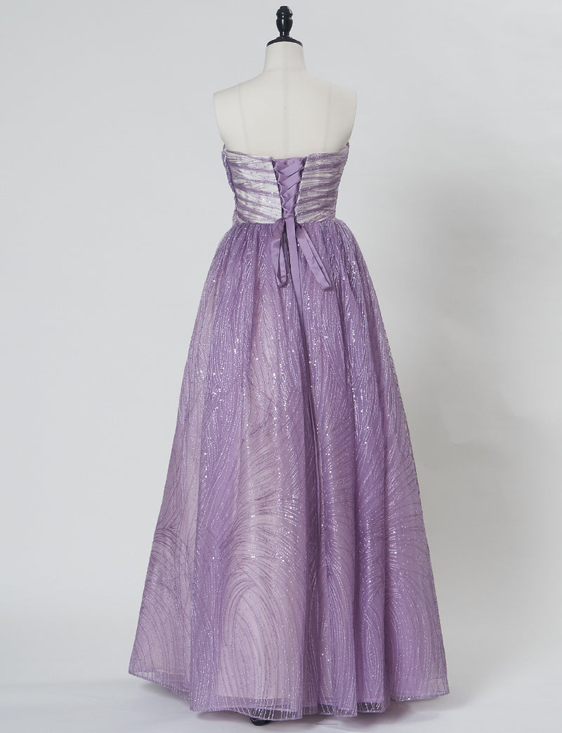 TWEED DRESS(ツイードドレス)のパープルレインロングドレス・チュール｜TN2009-PERNのトルソー全身背面画像です。