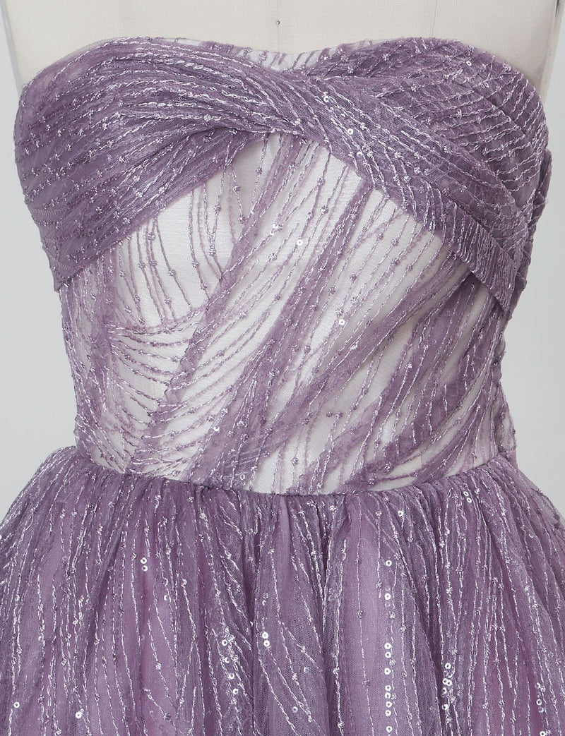 TWEED DRESS(ツイードドレス)のパープルレインロングドレス・チュール｜TN2009-PERNのトルソー上半身正面画像です。