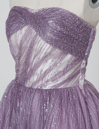 TWEED DRESS(ツイードドレス)のパープルレインロングドレス・チュール｜TN2009-PERNのトルソー上半身斜め画像です。