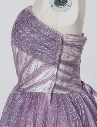 TWEED DRESS(ツイードドレス)のパープルレインロングドレス・チュール｜TN2009-PERNのトルソー上半身側面画像です。