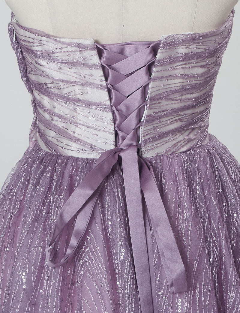 TWEED DRESS(ツイードドレス)のパープルレインロングドレス・チュール｜TN2009-PERNのトルソー上半身背面画像です。