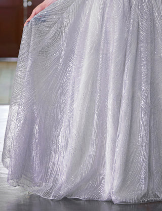 TWEED DRESS(ツイードドレス)のシルバーグレーロングドレス・チュール｜TN2009-SGYのスカート拡大画像です。