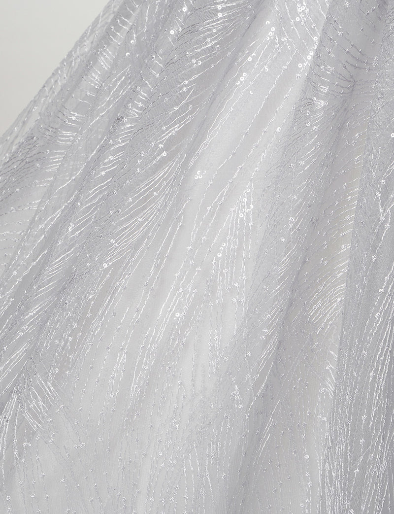 TWEED DRESS(ツイードドレス)のシルバーグレーロングドレス・チュール｜TN2009-SGYのスカート装飾拡大画像です。