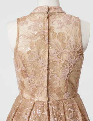 TWEED DRESS(ツイードドレス)のゴールドベージュロングドレス・チュール｜TN2010-GBEGの背面着脱用ファスナー画像です。