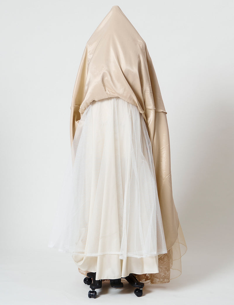 TWEED DRESS(ツイードドレス)のゴールドベージュロングドレス・チュール｜TN2010-GBEGのスカートパニエ画像です。