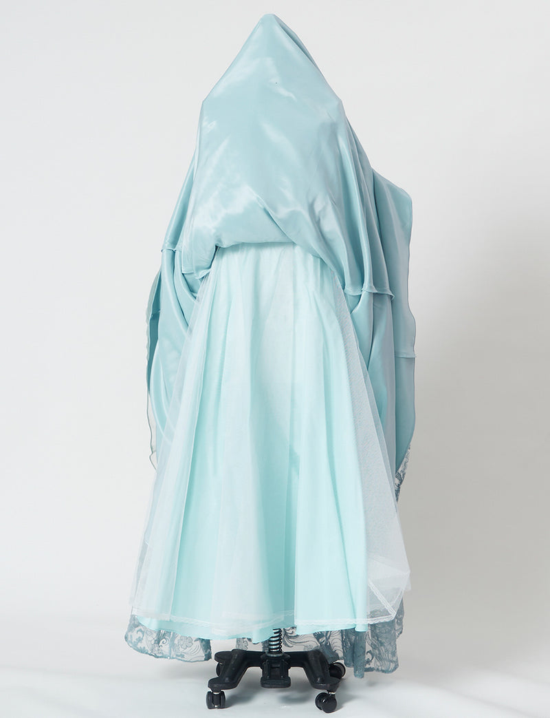 TWEED DRESS(ツイードドレス)のスモーキーブルーロングドレス・チュール｜TN2010-SYBLのスカートパニエ画像です。