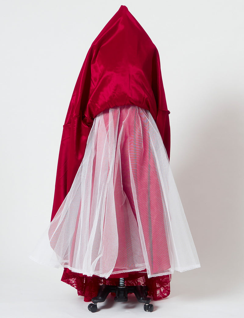 TWEED DRESS(ツイードドレス)のワインレッドロングドレス・チュール｜TN2010-WRDのスカートパニエ画像です。