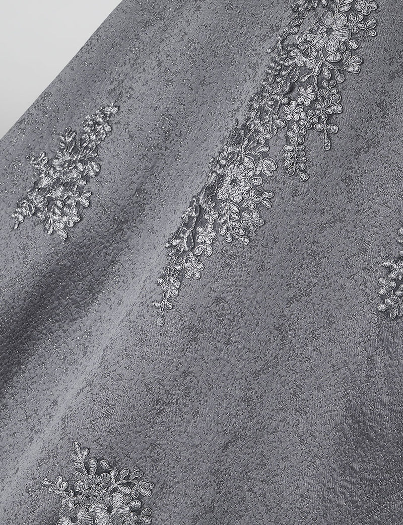 TWEED DRESS(ツイードドレス)のダークグレーロングドレス・ジャガード｜TN2011-DGYのスカート生地拡大画像です。