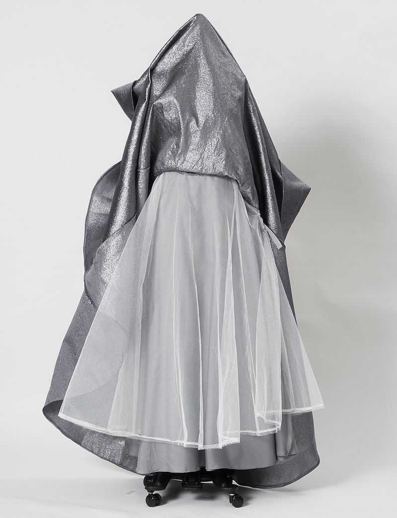 TWEED DRESS(ツイードドレス)のダークグレーロングドレス・ジャガード｜TN2011-DGYのスカートパニエ画像です。