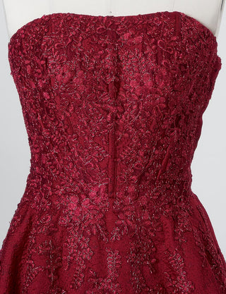 TWEED DRESS(ツイードドレス)のワインレッドロングドレス・ジャガード｜TN2011-WRDのトルソー上半身正面画像です。