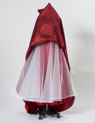 TWEED DRESS(ツイードドレス)のワインレッドロングドレス・ジャガード｜TN2011-WRDのスカートパニエ画像です。