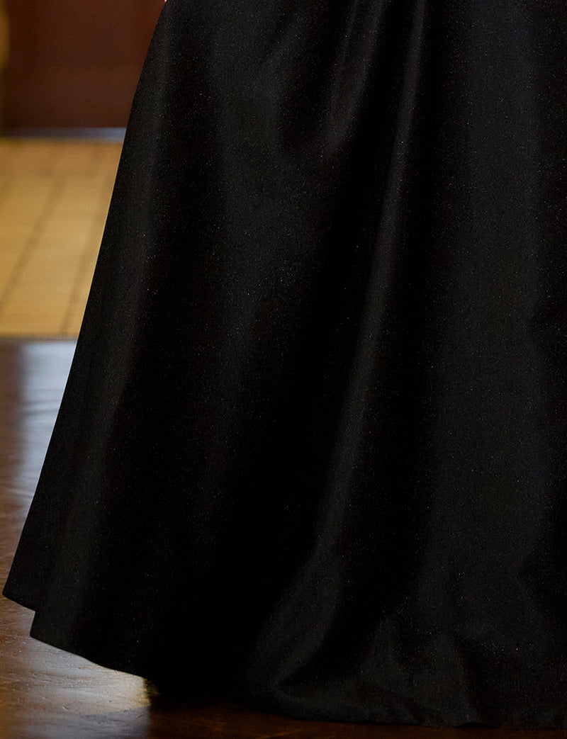 TWEED DRESS(ツイードドレス)のブラックロングドレス・グリッター生地｜TN2013-BKのスカート拡大画像です。