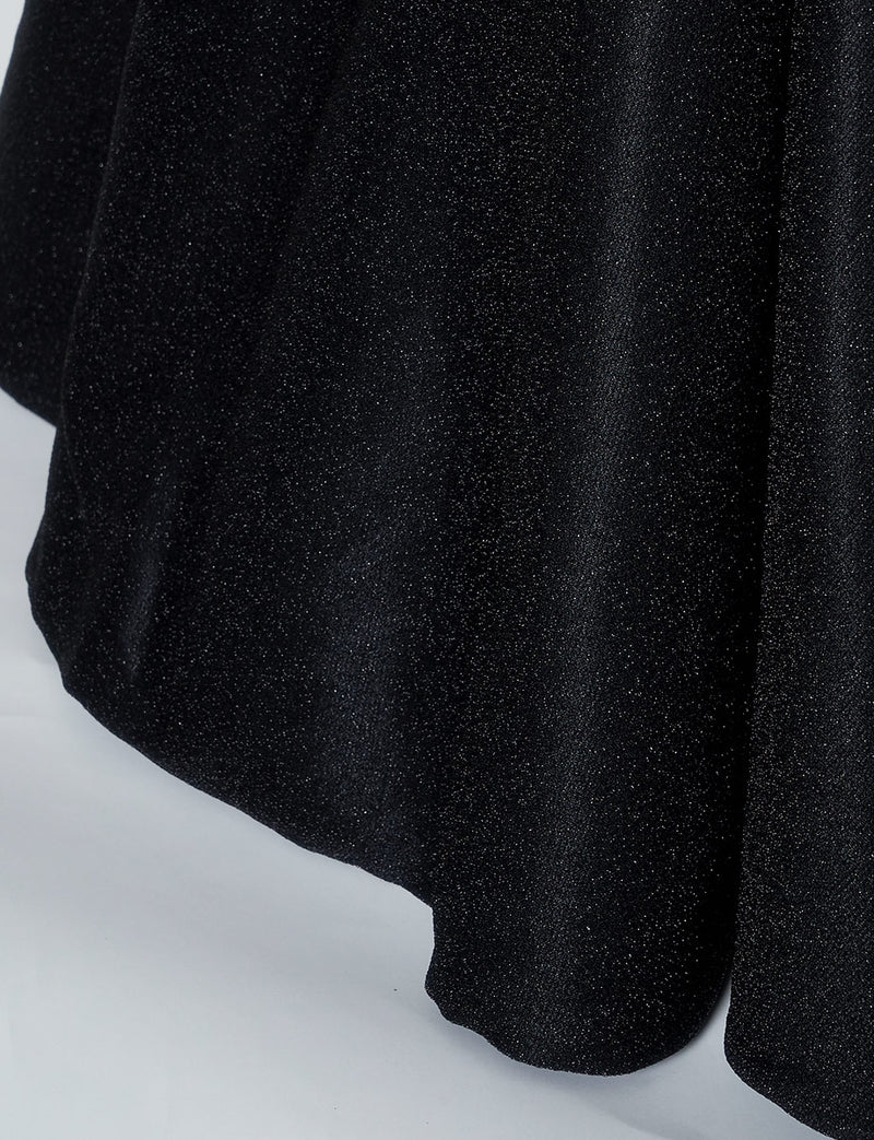 TWEED DRESS(ツイードドレス)のブラックロングドレス・グリッター生地｜TN2013-BKのスカート裾拡大画像です。