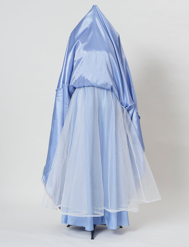 TWEED DRESS(ツイードドレス)のブルーグレーロングドレス・チュール｜TN2015-BLGYのスカートパニエ画像です。