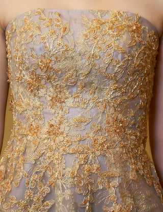 TWEED DRESS(ツイードドレス)のダークグレーロングドレス・チュール｜TN2015-DGYの上半身装飾拡大画像です。