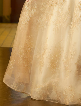 TWEED DRESS(ツイードドレス)のゴールドロングドレス・チュール｜TN2015-GDのスカート拡大画像です。