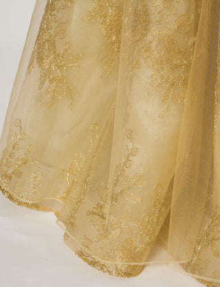 TWEED DRESS(ツイードドレス)のゴールドロングドレス・チュール｜TN2015-GDのスカート裾拡大画像です。