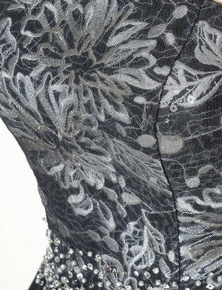 TWEED DRESS(ツイードドレス)のブラックロングドレス・チュール｜TN2018-BKのトルソー上半身装飾拡大画像です。