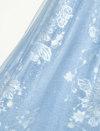 TWEED DRESS(ツイードドレス)のブルーグレーロングドレス・チュール｜TN2018-BLGYのスカート生地拡大画像です。