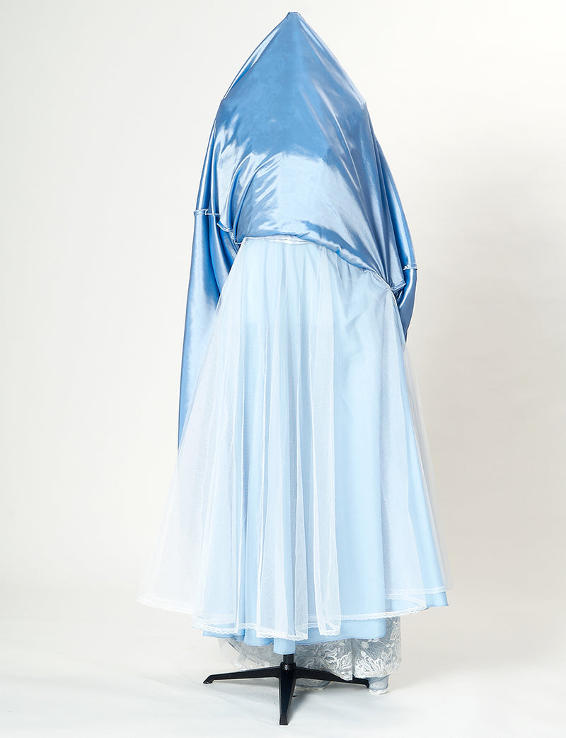 TWEED DRESS(ツイードドレス)のブルーグレーロングドレス・チュール｜TN2018-BLGYのスカートパニエ画像です。