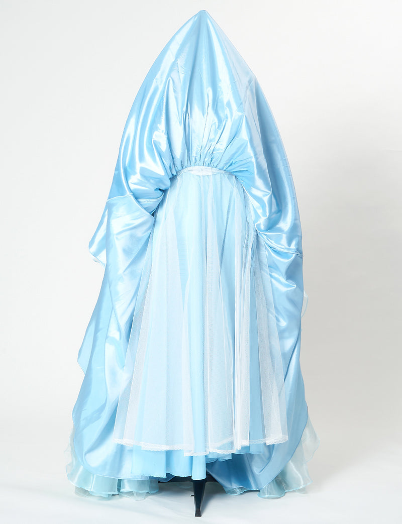 TWEED DRESS(ツイードドレス)のブルーグレーロングドレス・チュール｜TN2019-BLGYのスカートパニエ画像です。