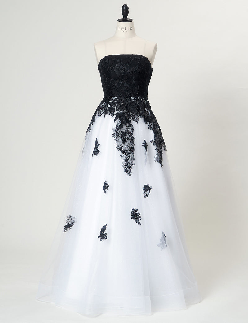 TWEED DRESS(ツイードドレス)のホワイトロングドレス・チュール｜TN2020-WTのトルソー全身正面画像です。