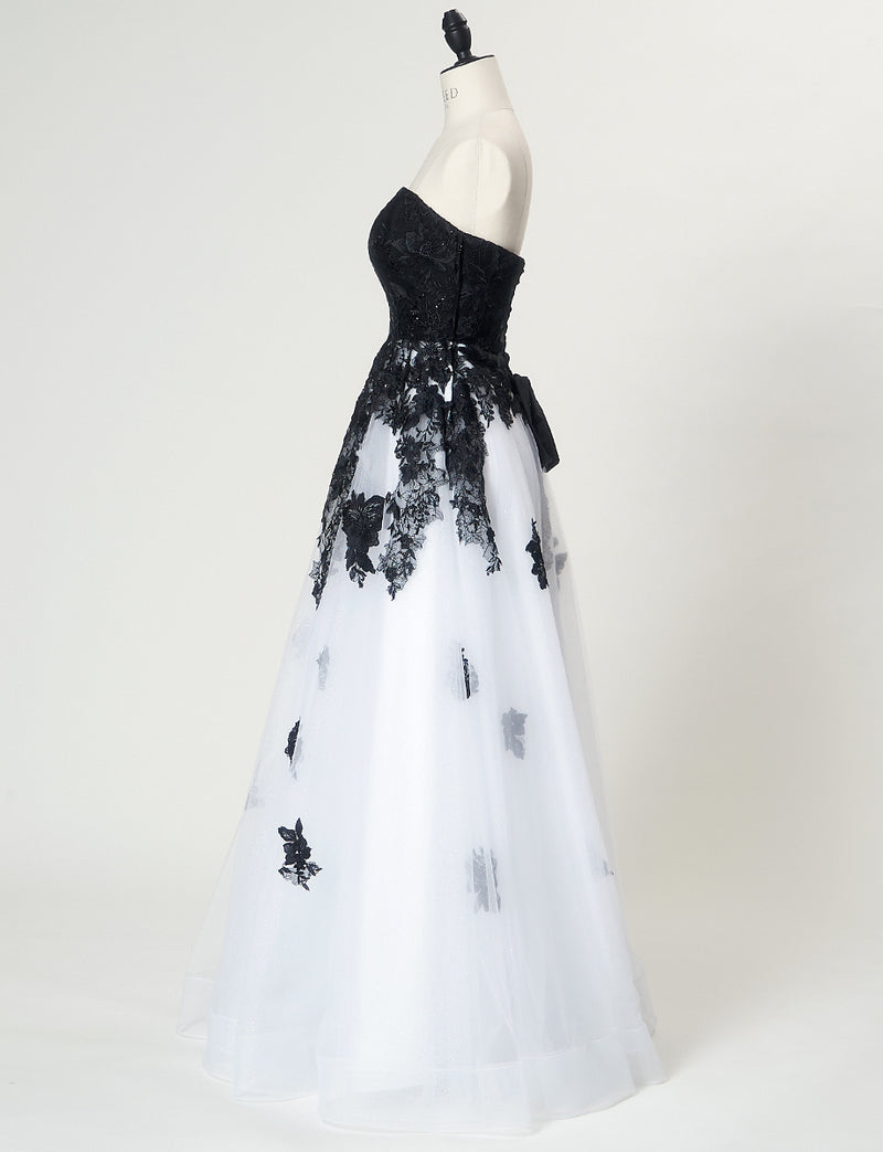 TWEED DRESS(ツイードドレス)のホワイトロングドレス・チュール｜TN2020-WTのトルソー全身側面画像です。