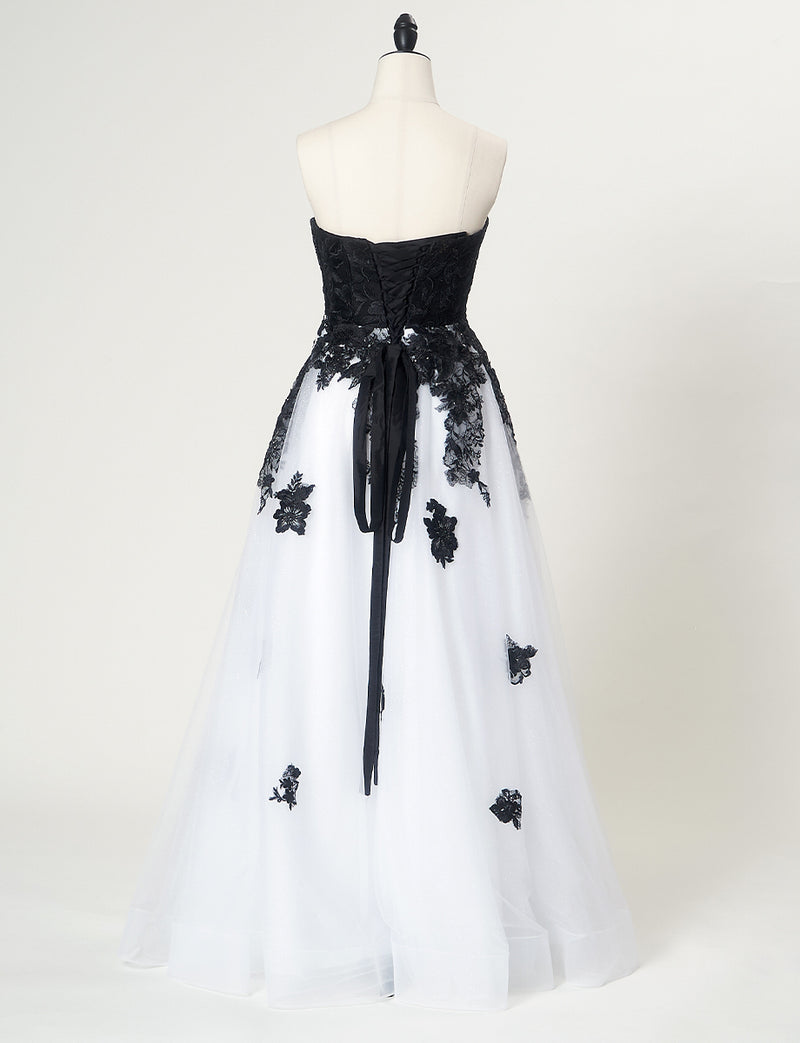 TWEED DRESS(ツイードドレス)のホワイトロングドレス・チュール｜TN2020-WTのトルソー全身背面画像です。